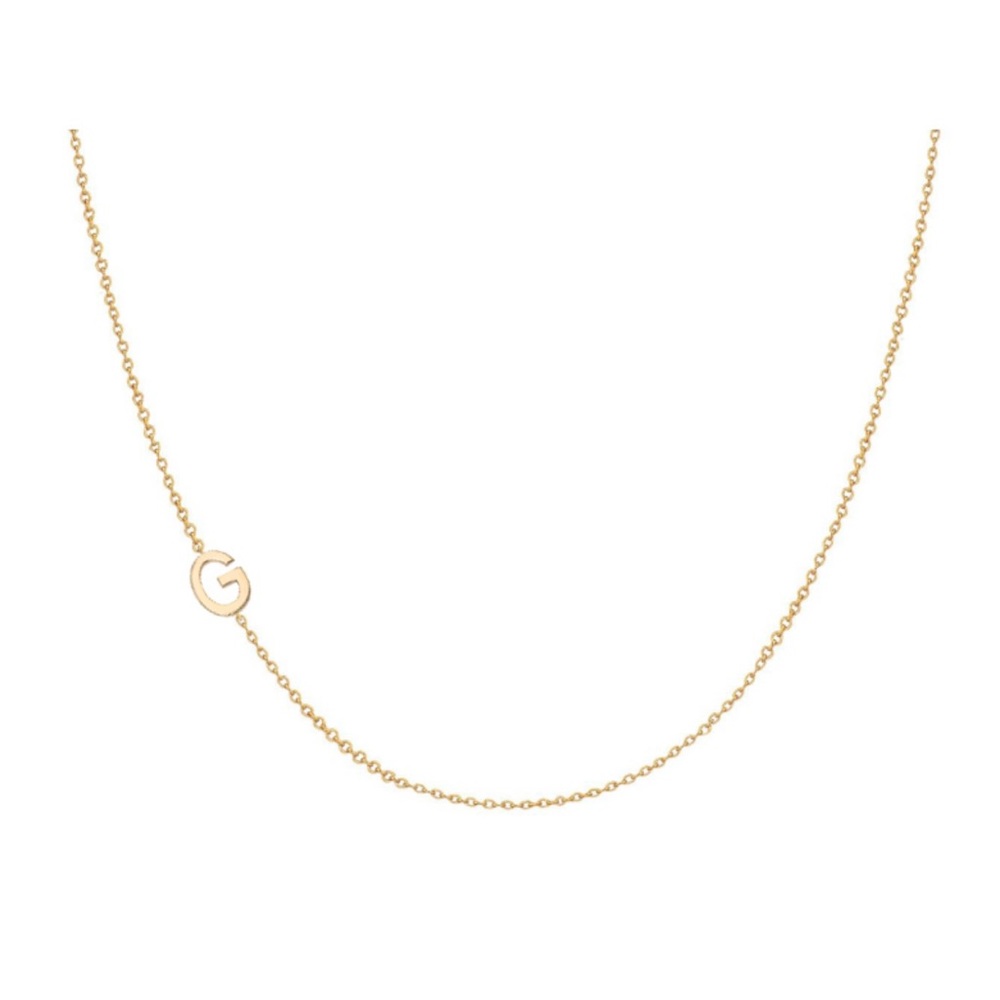 Zoe Lev 14k Gold Asymmetrical Initial Necklace - Letter "G"